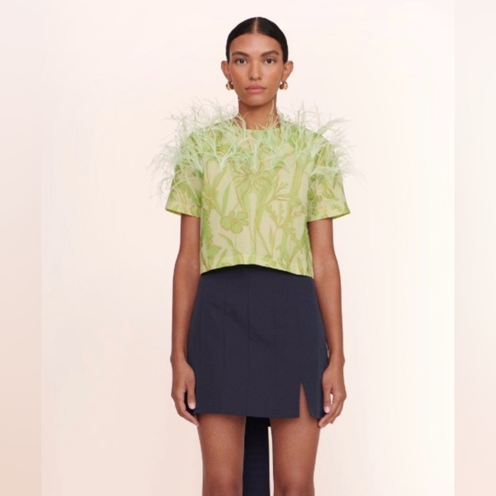 STAUD Robin Top with Feather Accents